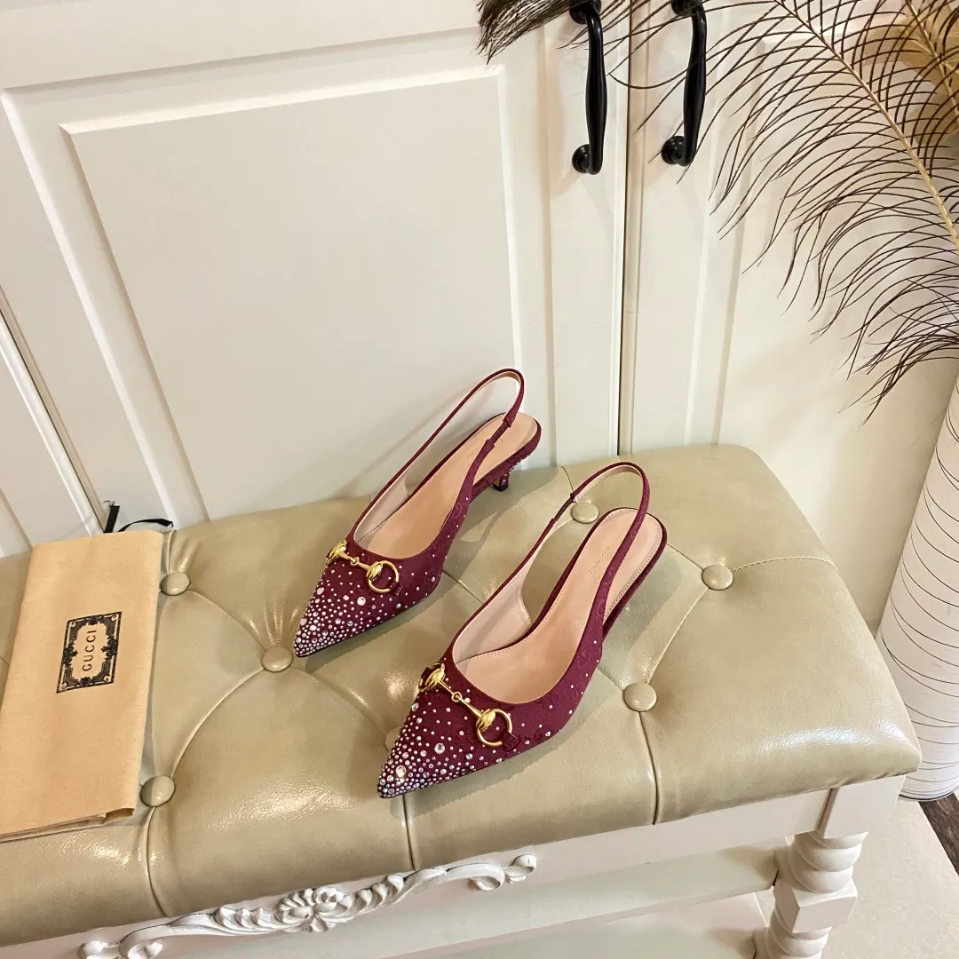 👟👟Ex-factory price 660👟👟, Gucci high heels, original canvas embellished with bright crystals, sheepskin lining, leather outsole, size 35-40 (41 customized, non-refundable)